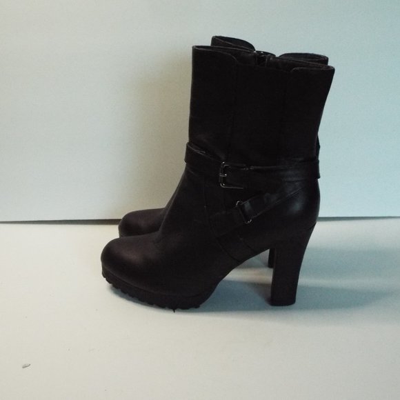 Pre-Owned Lane Bryant Womans Size 10 Wide Black Zip Up Round Toe Ankle Boots - Picture 6 of 10